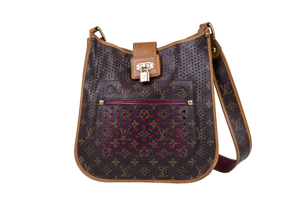 Louis Vuitton Brown Pink Musette Shoulder Bag Perforated Monogram Coated Canvas
